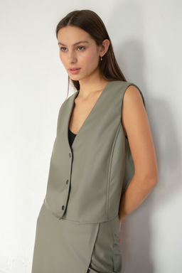 Жилетка эко-кожа ECO039/01/Оливка - M&G all natural фото 6