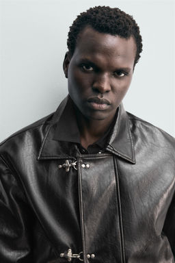 LEATHER EFFECT JACKET WITH FIREMAN CLASPS - Zara фото 14
