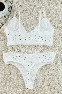 Trendyolmilla Beyaz Pamuklu Kalpli Dantelli Kaps?z Orme Ic Camas?r? Tak?m? THMAW25CC00018 фото 2