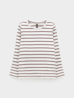 КР 302820/сахар,капучино,полоска к633 лонгслив (футболка дл.рукав) для дев - Crockid фото 6