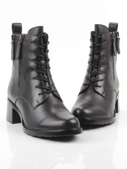 01-E102B-272A BLACK Ботинки демисезонные женские (натуральная кожа, байка)