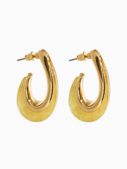 Серьги акрил «Петля», жёлтые в золоте