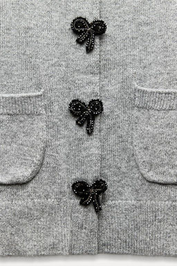 KNIT CARDIGAN WITH BUTTONS AND BOWS - Zara фото 7
