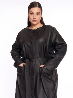 Кожаное пальто PL39309BLK01 - Артесса фото 4