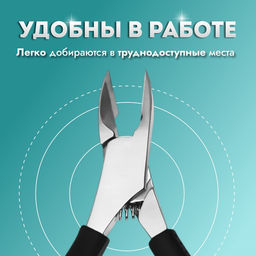 Кусачки педикюрные, скрытая пружина, прорезиненная ручка, 11 см, длина лезвия-12 мм, чёрные, серебристые