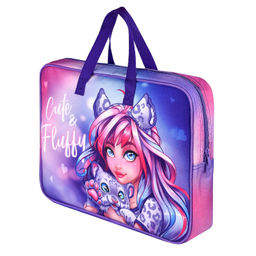 Папка для школьных тетрадей Феникс+ арт. 62507/ 24 ДЕВУШКА С БАРСОМ ( формат А4+, 34.5х26х7 см, 1 от