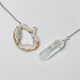 Кулон на цепочке с Агатом и Горным Хрусталем