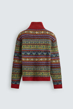 GEOMETRIC JACQUARD QUARTER-ZIP JUMPER