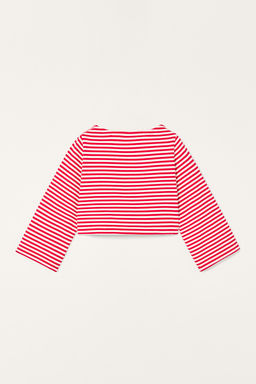 LIMITED EDITION STRIPED CROPPED T-SHIRT WITH POCKET - Zara фото 7