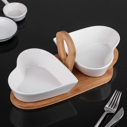 Набор салатников керамических «Эстет. Сердце», 32,5×15×12,5 см, 2 предмета, цвет белый