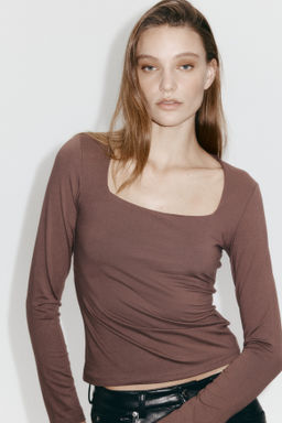 Top de manga larga en punto - H&m фото 5