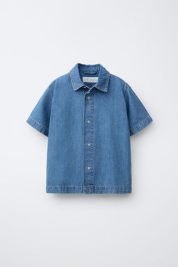 CAMISA DENIM CON ALGOD?N Y LINO / Azul - Zara фото 2