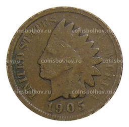 Монета 1 цент 1905 года США