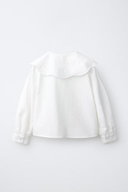 CAMISA CUELLO BOBO BORDADO / Blanco - Zara фото 2