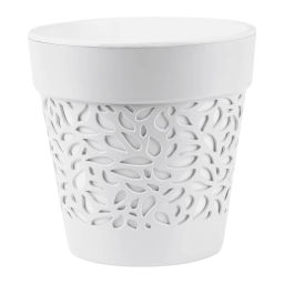 Кашпо для цветов пластиковое 8,3л d-22,5см "Блоссом" Белый/Белый