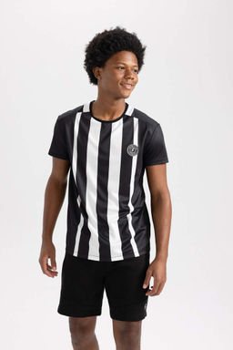 DeFactoFit Стандартная посадка Спортивная футболка с круглым вырезом и короткими рукавами с принтом