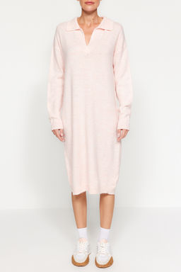 Pudra More Sustainable Midi Triko Yumusak Dokulu Elbise TWOAW24EL00520