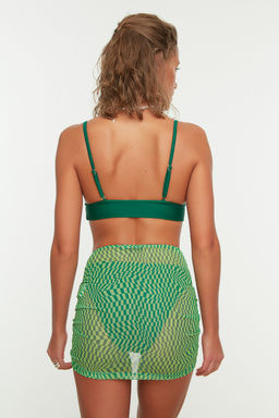 Yesil Geometrik Desenli Mini Orme Buzgulu Mesh Plaj Pareo TBESS22PR0001 - Trendyolmilla фото 3