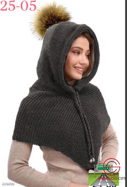 Женская шапка с натуральным помпоном - Bruno фото 3