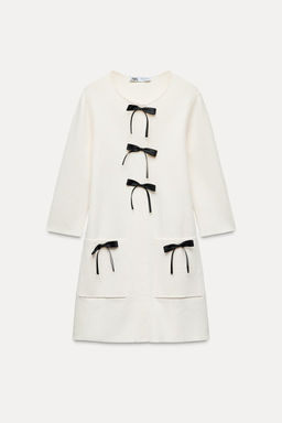 SHORT KNIT DRESS WITH BOWS - Zara фото 3