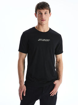 Bisiklet Yaka Bask?l? Erkek Ti??rt