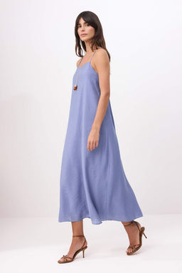 Mavi C?kar?labilir Sal Detayl? Dokuma Elbise TWOSS26EL00662