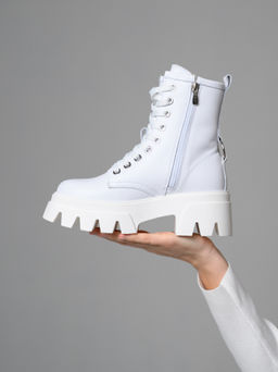 Ботинки 329.зиплайнw.Белый/байка