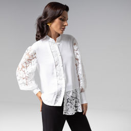 Рубашка комбинированная с кружевом, Кружевной повод - Charutti фото 2