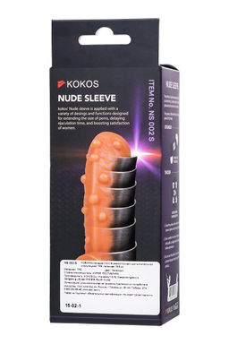 Насадка реалистичная KOKOS NUDE SLEEVE с дополнительной стимуляцией, TPE, телесная, 10 см
