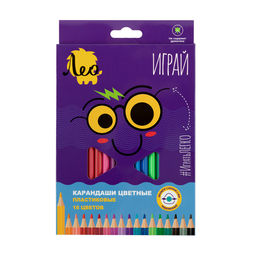 Лео Играй Карандаши цветные пластиковые трехгранные LPPCP-18 заточенный 18 цв