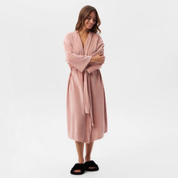 Халат домашний женский KAFTAN Plushy, размер 40-42, розовый