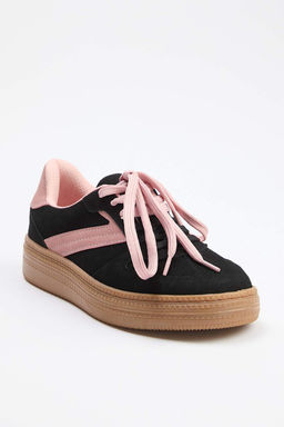 Siyah Iki Bagc?kl? Cift Kullan?ml? Kad?n Retro Spor Ayakkab? TAKSS25SN00009