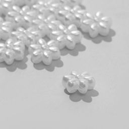 Бусины пластиковые « цветы», 1.2×1×0.5 см, набор 50 шт, цвет белый
