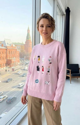 K13362 Джемпер (вязаный трикотаж) РОЗОВЫЙ