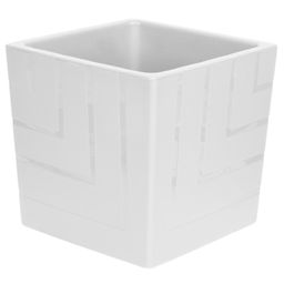 Горшок для цветов пластмассовый Квадро 6,6л, 20х20х20см, со вставкой, белый (Россия)