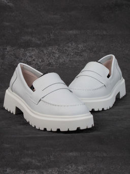 03-PDD178-1 GRAY WHITE Лоферы женские (натуральная кожа)