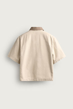 SOBRECAMISA CUELLO CONTRASTE MANGA CORTA / Crudo - Zara фото 6