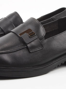 03-DEB58-1 BLACK Лоферы женские (натуральная кожа)