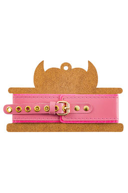 Ошейник Pecado BDSM, двуслойный с подкладкой из фетра и прошивкой, натуральная кожа, розовый