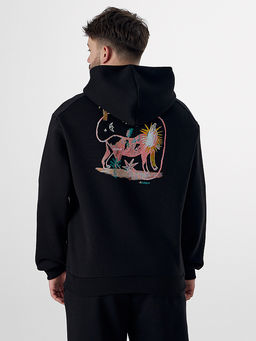 Теплое худи мужское черное с начесом