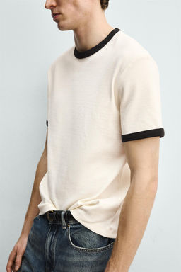 BASIC RIBBED CONTRAST T-SHIRT - Zara фото 14