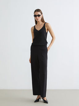 V Yaka Parlak G?r?n?ml? Kad?n Triko Atlet