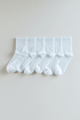 Beyaz Unisex 6l? Pamuklu Kolej-Tenis-Orta Boy Corap TEDAW25CO00007