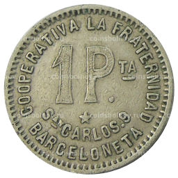 Монета 1 песета 1915 года Испания  Барселона