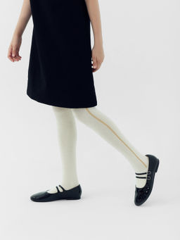 Цена за 3 пары! Колготки детские молочно-бежевые с рисунком в виде лампаса