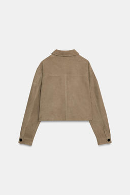 100% LEATHER SHIRT COLLAR JACKET - Zara фото 6