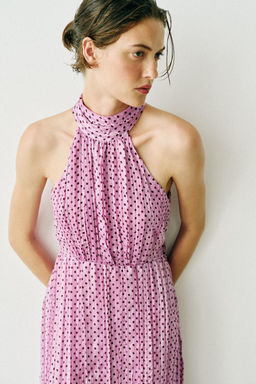 VESTIDO MIDI LUNARES LAZO / Rosa / Lila - Zara фото 4