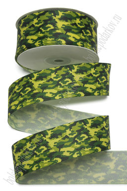 Лента репсовая 4 см*25 ярд с рисунком "Милитари" SF-7484