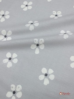 Поплин Белые цветочки под набойку на сером, ш.2.2м, хлопок-100%, 115гр/м.кв