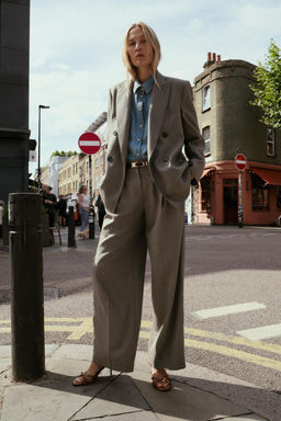 DOUBLE-BREASTED BLAZER WITH SHOULDER PADS